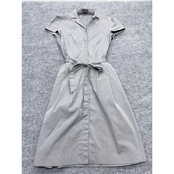 Theory Dresses & Skirts - Theory Womens Grey Short Sleeve Back Cutout Tie Waist Shirtdress Size 0